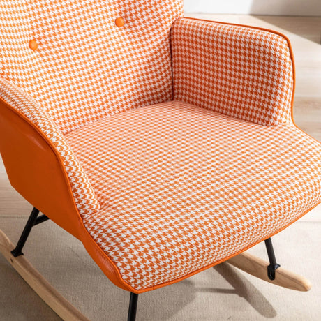 Modern Cotton Linen Upholstered Rocking Chair With Armrests - Sleep Galleria