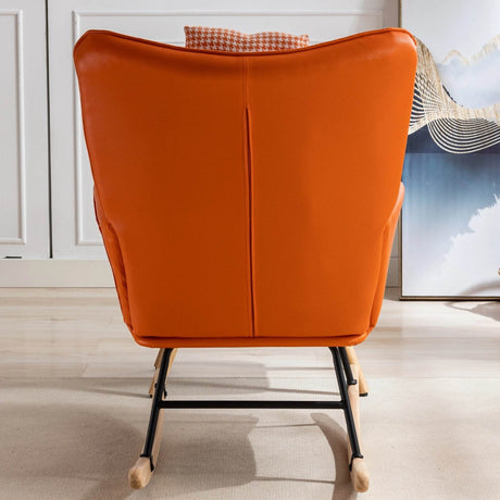 Modern Cotton Linen Upholstered Rocking Chair With Armrests - Sleep Galleria