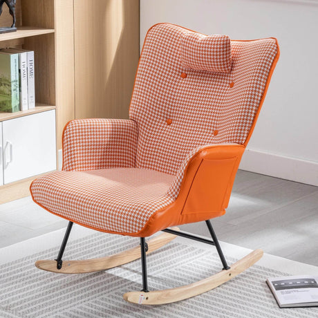 Modern Cotton Linen Upholstered Rocking Chair With Armrests - Sleep Galleria