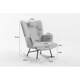 Modern Cotton Linen Upholstered Rocking Chair With Armrests - Sleep Galleria