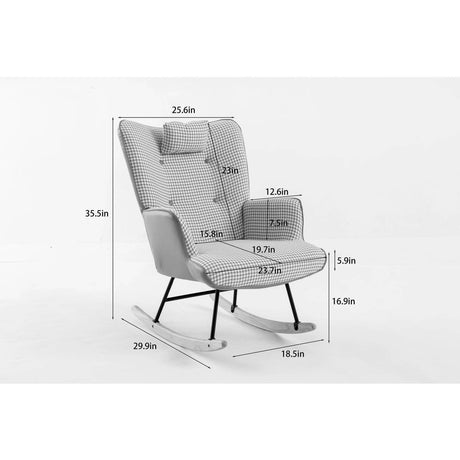 Modern Cotton Linen Upholstered Rocking Chair With Armrests - Sleep Galleria