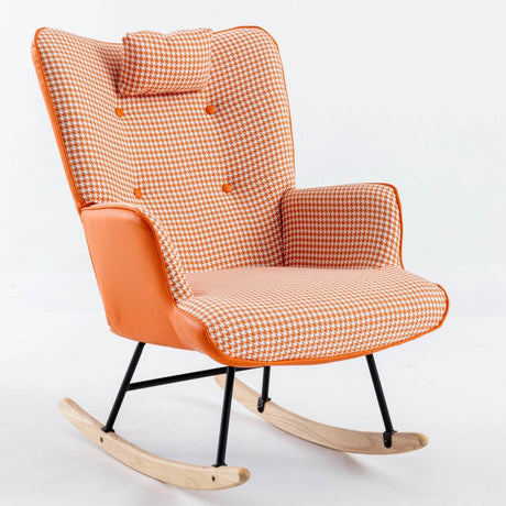 Modern Cotton Linen Upholstered Rocking Chair With Armrests - Sleep Galleria
