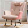 Modern Cotton Linen Upholstered Rocking Chair With Armrests - Sleep Galleria