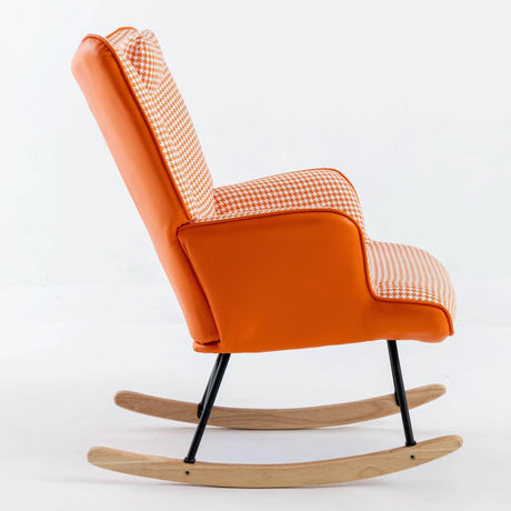 Modern Cotton Linen Upholstered Rocking Chair With Armrests - Sleep Galleria