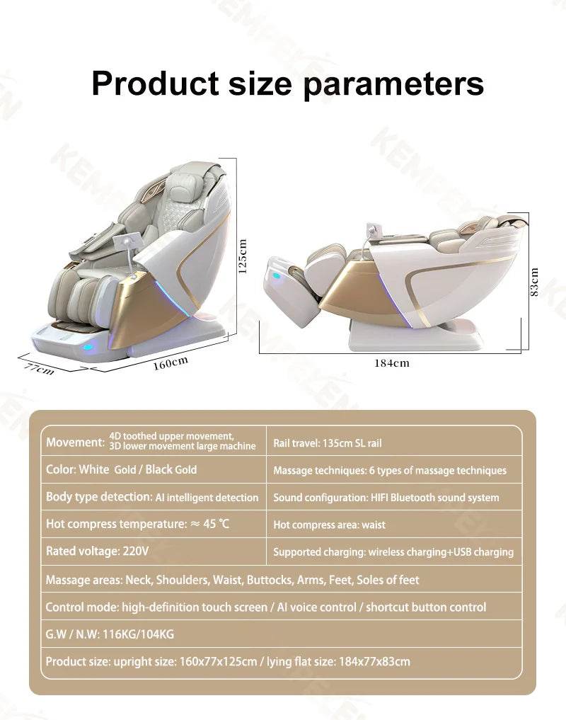 Dual-Core 4D SL-Track Zero Gravity Massage Chair - Sleep Galleria