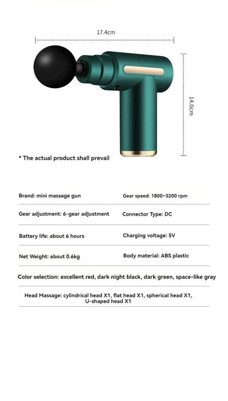 Mini Portable USB Battery Massage Gun With Four Heads - Sleep Galleria