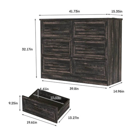 6-Drawer Modern Engineered Wood Dresser With Charging Station - Sleep Galleria
