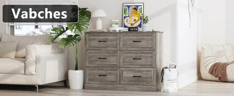 6-Drawer Modern Engineered Wood Dresser With Charging Station - Sleep Galleria