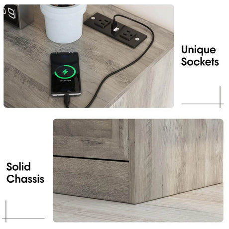 6-Drawer Modern Engineered Wood Dresser With Charging Station - Sleep Galleria