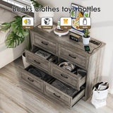 6-Drawer Modern Wood Dresser With Charging Station - Sleep Galleria
