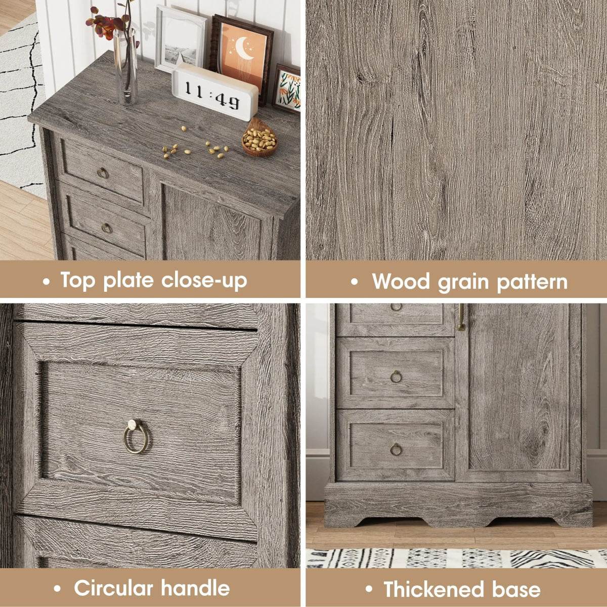 Farmhouse 5-Drawer Dresser With Sliding Barn Door - Sleep Galleria