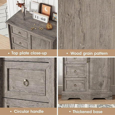 Farmhouse 5-Drawer Dresser With Sliding Barn Door - Sleep Galleria