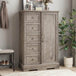 Farmhouse 5-Drawer Dresser With Sliding Barn Door - Sleep Galleria