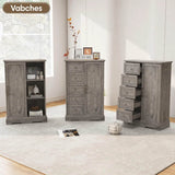 Farmhouse 5-Drawer Dresser With Sliding Barn Door - Sleep Galleria
