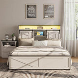 Platform Bed Frame With Storage Drawers LED Lighting Power Strip - Sleep Galleria