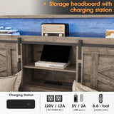 Platform Bed Frame With Storage Drawers LED Lighting Power Strip - Sleep Galleria