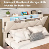 Upholstered Bed Frame With Storage Drawers Charging Station - Sleep Galleria