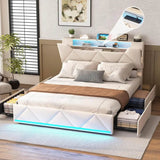 Upholstered Bed Frame With Storage Drawers Charging Station - Sleep Galleria