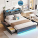 Upholstered Bed Frame With Storage Drawers Charging Station - Vabches - Sleep Galleria