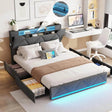 Upholstered Bed Frame With Storage Drawers Charging Station - Sleep Galleria