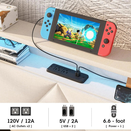 Upholstered Bed Frame With Storage Drawers Charging Station - Vabches - Sleep Galleria