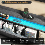 Upholstered Bed Frame With Storage LED Lights USB Ports - Sleep Galleria