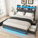 Upholstered Platform Bed Frame With Storage Drawers And LED Light - Sleep Galleria