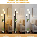 3 - Light Industrial Floor Lamp With Shelves and Foot Switch - Veluna - Sleep Galleria