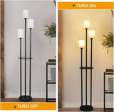 3 - Light Industrial Floor Lamp With Shelves and Foot Switch - Veluna - Sleep Galleria