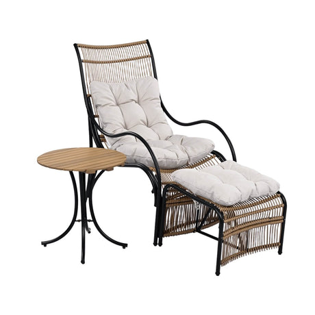3 - Piece Wicker Outdoor Patio Furniture Set With Cushions - Veluna - Sleep Galleria