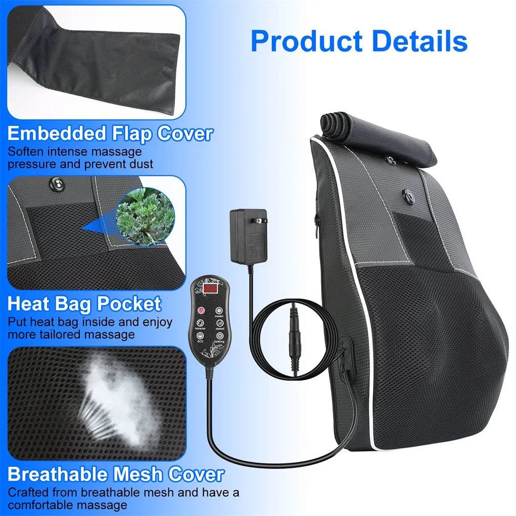 3D Heated Back Massager With Kneading Massage - Veluna - Sleep Galleria