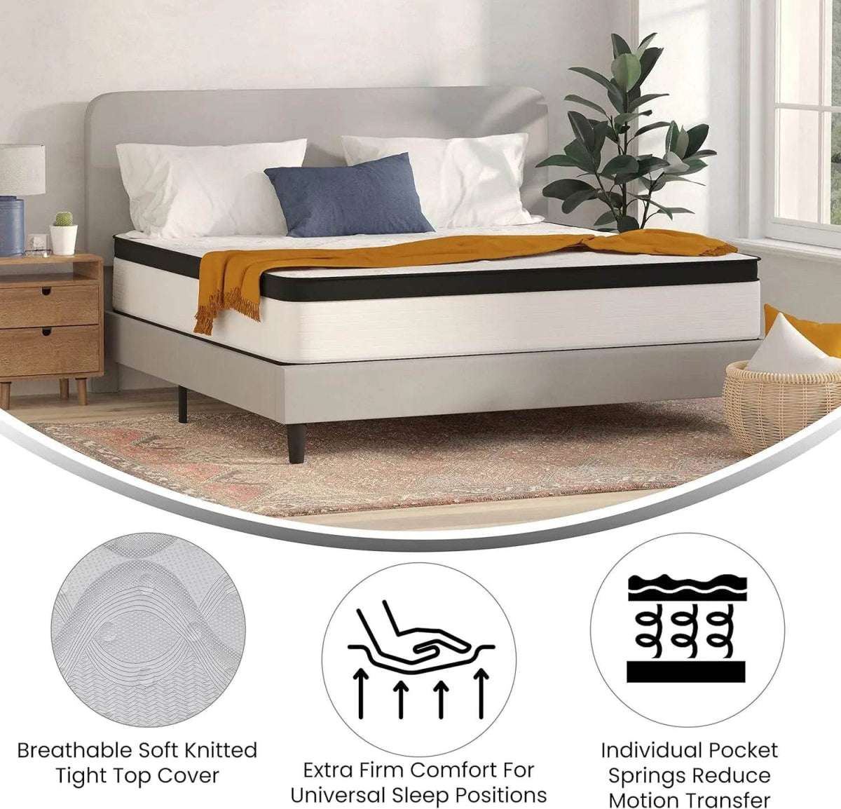 Extra Firm 12-Inch Hybrid Memory Foam Mattress - Sleep Galleria