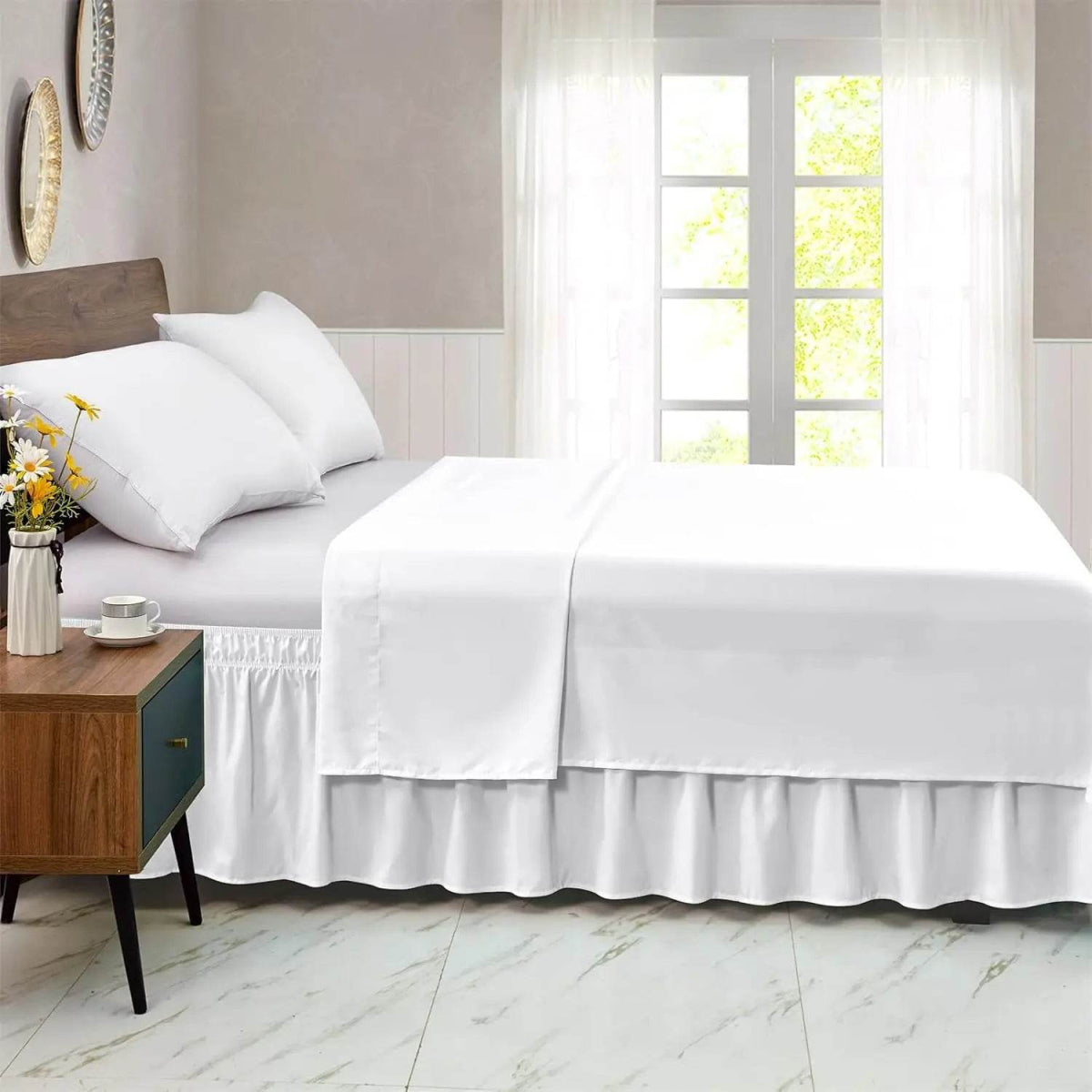 Fade - Resistant Microfiber Polyester Bed Skirt With Elastic - Veluna - Sleep Galleria