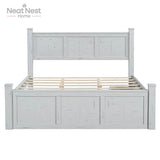Farmhouse Wooden Panel Poster Bed Frame With Storage Drawers - Sleep Galleria