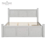 Farmhouse Wooden Panel Poster Bed Frame With Storage Drawers - Sleep Galleria