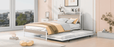 Full Metal Platform Bed Frame With Trundle USB Ports - Veluna - Sleep Galleria