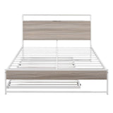 Full Metal Platform Bed Frame With Trundle USB Ports - Veluna - Sleep Galleria