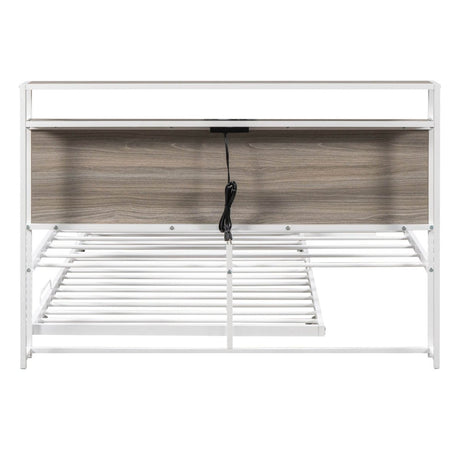 Full Metal Platform Bed Frame With Trundle USB Ports - Veluna - Sleep Galleria