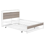 Full Metal Platform Bed Frame With Trundle USB Ports - Veluna - Sleep Galleria