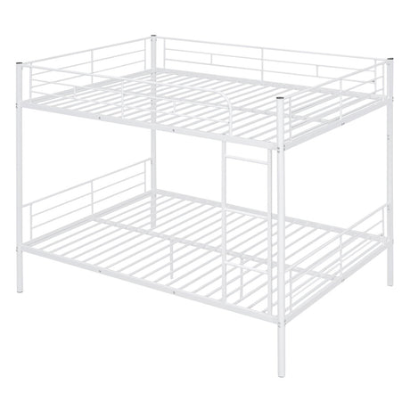 Full Over Full Iron Frame White Metal Bunk Bed - Veluna - Sleep Galleria