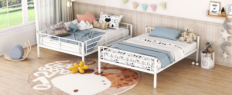 Full Over Full Iron Frame White Metal Bunk Bed - Veluna - Sleep Galleria