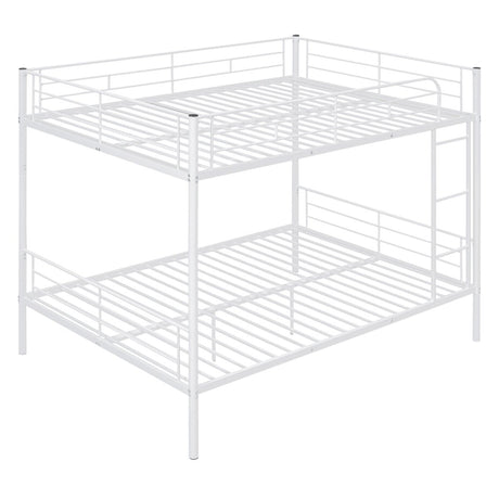 Full Over Full Iron Frame White Metal Bunk Bed - Veluna - Sleep Galleria