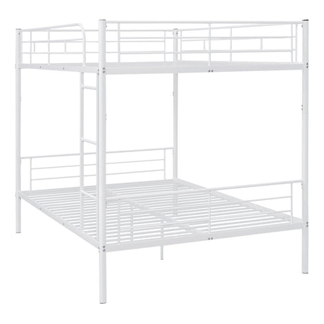 Full Over Full Iron Frame White Metal Bunk Bed - Veluna - Sleep Galleria