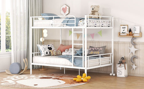 Full Over Full Iron Frame White Metal Bunk Bed - Veluna - Sleep Galleria
