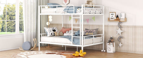 Full Over Full Iron Frame White Metal Bunk Bed - Veluna - Sleep Galleria