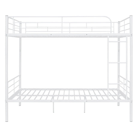 Full Over Full Iron Frame White Metal Bunk Bed - Veluna - Sleep Galleria