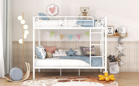 Full Over Full Iron Frame White Metal Bunk Bed - Veluna - Sleep Galleria