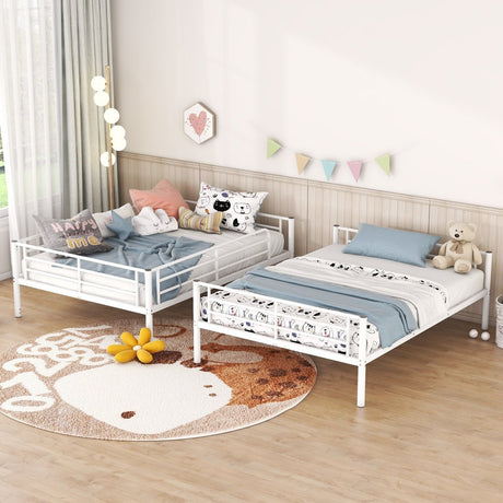 Full Over Full Iron Frame White Metal Bunk Bed - Veluna - Sleep Galleria