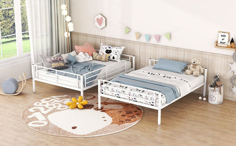 Full Over Full Iron Frame White Metal Bunk Bed - Veluna - Sleep Galleria