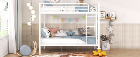 Full Over Full Iron Frame White Metal Bunk Bed - Veluna - Sleep Galleria